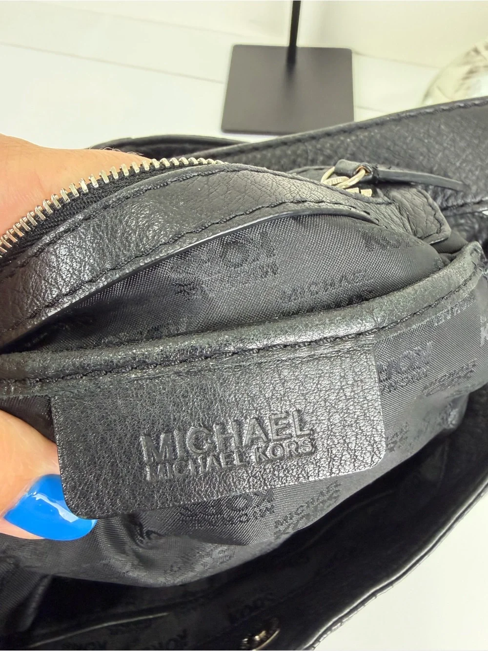 Michael Kors Black Pebbled Leather Slouch Hobo Shoulder Bag Y2K Cargo Pockets